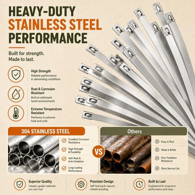 Alt view image 3 of 7 - 350Pcs Metal Zip Ties Gun Kit, Silver 8/12/16in Stainless Steel Zip Ties, Heavy Duty Cable Tie Fastening Cutting Tool Set with Organizer, Gloves, Storage Bag for Fence, Exhaust Wrap