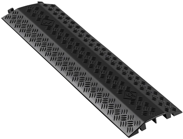 Main image of Drop Over Cable Cover, 17,500 lbs/Axle Load Capacity, 2 Channel Heavy Duty Floor Cord Cover, Cable Hose Protector Ramp, for Indoor, High Walking Traffic Areas, Home, Office, Warehouse, 1 Pack