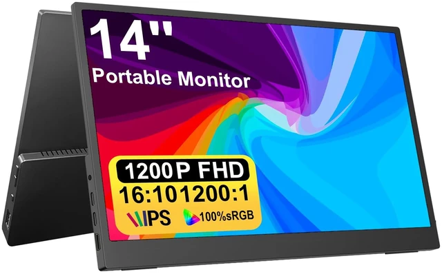 Main image of 14" Portable Monitor Touchscreen, 1200P FHD IPS Travel Monitor with Tempered Glass, 10-Point Touch, Dual Speakers & Kickstand, USB-C HDMI External Monitor for Laptop MacBook Phone PS5 Switch