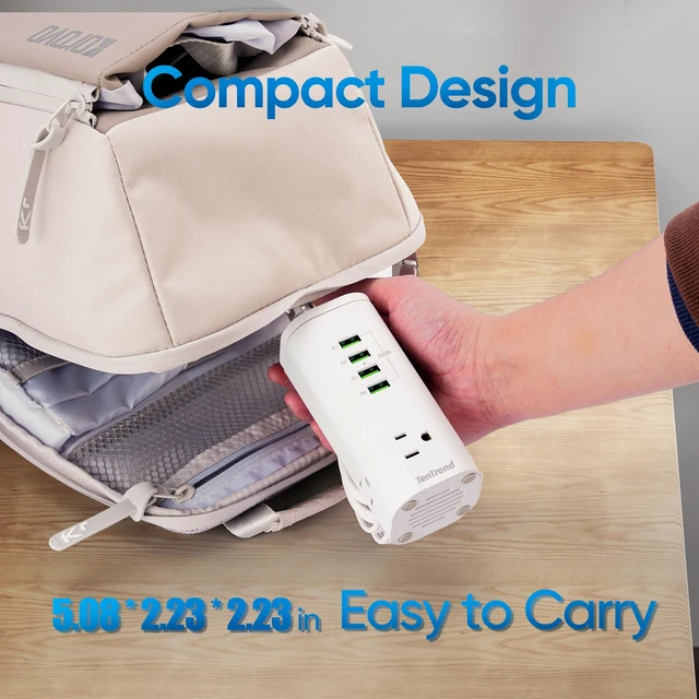 Alt view image 5 of 6 - 160W Fast Charging Station, Power Strip Tower, 5FT Extension Cord Charging Tower with 3AC Outlets & 8 USB Ports(4 USB-C), Foldable 15W Charging, Dorm, Office Desk Supplies