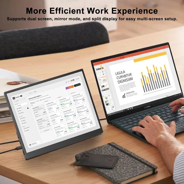 Alt view image 6 of 7 - 14" Portable Monitor Touchscreen, 1200P FHD IPS Travel Monitor with Tempered Glass, 10-Point Touch, Dual Speakers & Kickstand, USB-C HDMI External Monitor for Laptop MacBook Phone PS5 Switch