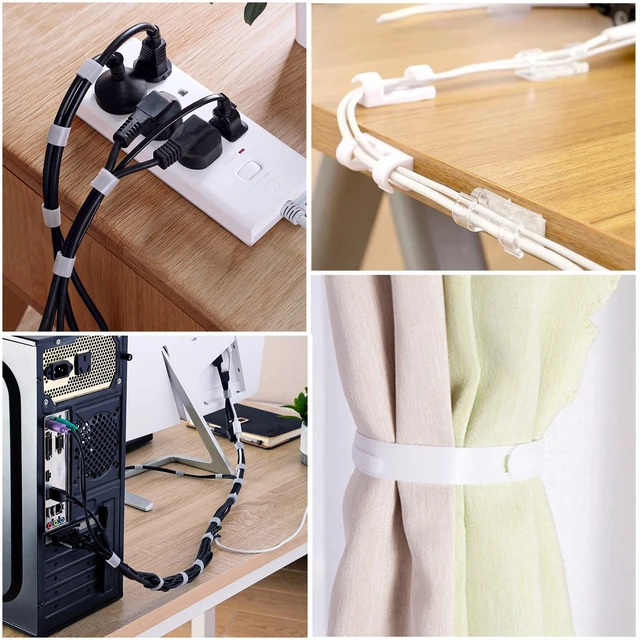 Alt view image 6 of 7 - White Cable Management Organizer Kit 4 Cable Sleeve Split 311Pcs 47Cable Clips 12Cord Clips Holder,22 Cable Ties, 20 adhesive Wall cable Tie, 200Fasten Cable Ties for TV Electronics