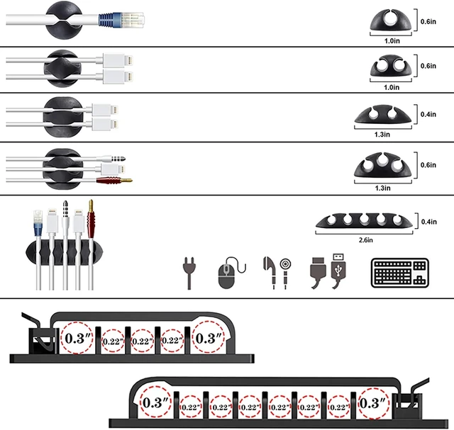 Alt view image 7 of 7 - White Cable Management Organizer Kit 4 Cable Sleeve Split 311Pcs 47Cable Clips 12Cord Clips Holder,22 Cable Ties, 20 adhesive Wall cable Tie, 200Fasten Cable Ties for TV Electronics