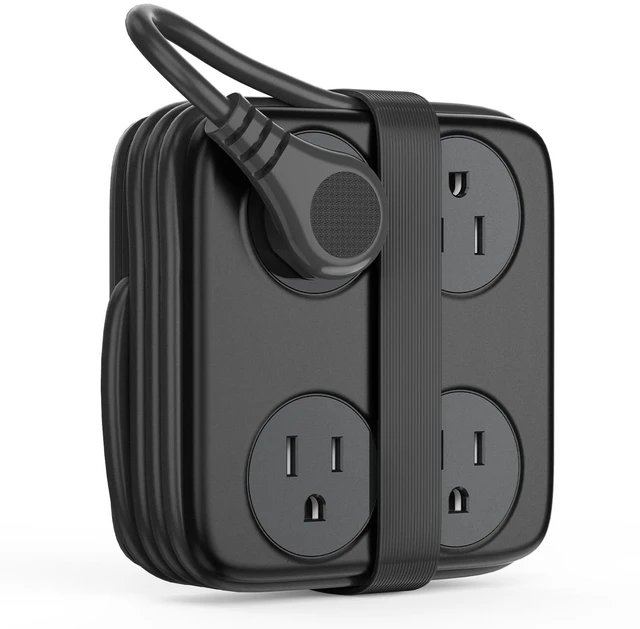 Main image of 5 Ft Coiled Extension Cord with 8 Outlet & 3 USB Ports Power Strip with Flat Plug, 11 in 1 Charging Station for Home/Office/Dorm -AP3 PRO