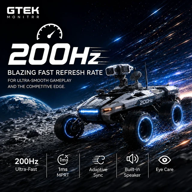 Alt view image 2 of 7 - 27 Inch 200Hz Gaming Monitor, Frameless Computer Monitor Full HD 1920 x 1080P, VA 1ms MPRT, VA Panel, FreeSync & G-Sync Compatible, HDMI/VGA, Eye Care for PC & Console Gaming