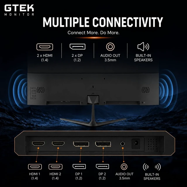 Alt view image 7 of 7 - 27 Inch 200Hz Gaming Monitor, Frameless Computer Monitor Full HD 1920 x 1080P, VA 1ms MPRT, VA Panel, FreeSync & G-Sync Compatible, HDMI/VGA, Eye Care for PC & Console Gaming