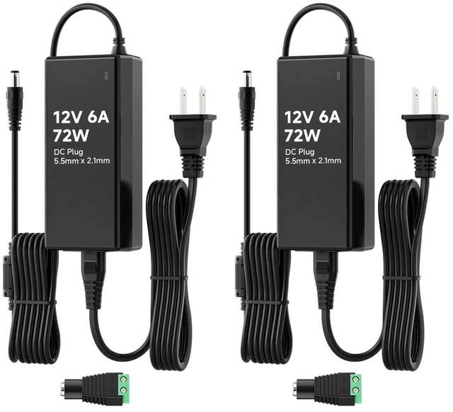 Main image of DC12V 6A 72W LED Driver 2 Pack, Class 2 Transformer 100-240V AC to 12V DC 72W Converter, Over Voltage Protection, Short Circuit Protection