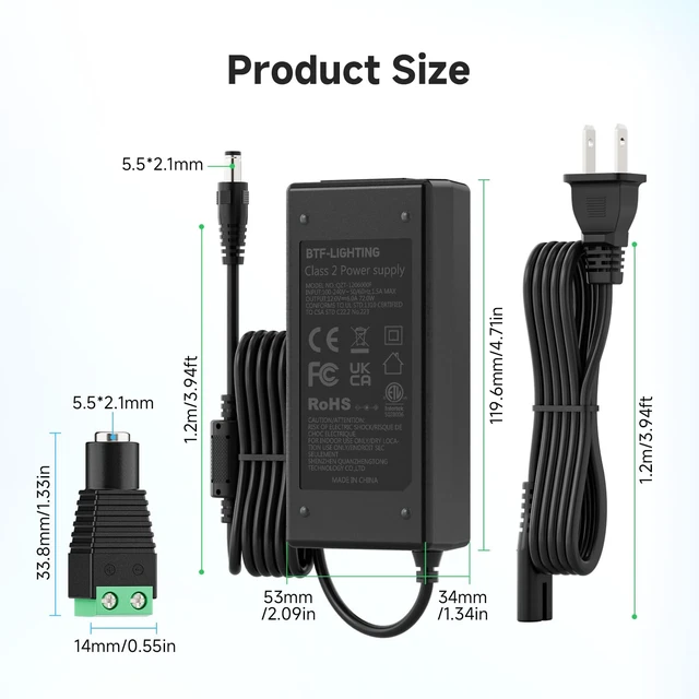 Alt view image 2 of 6 - DC12V 6A 72W LED Driver 2 Pack, Class 2 Transformer 100-240V AC to 12V DC 72W Converter, Over Voltage Protection, Short Circuit Protection