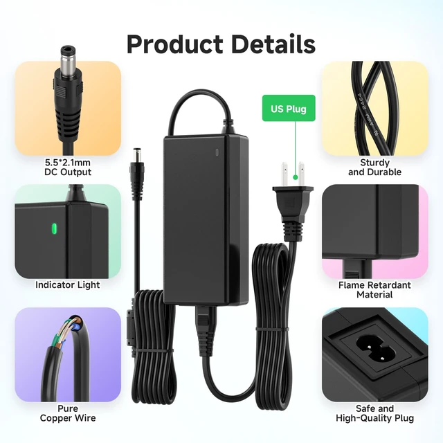 Alt view image 4 of 6 - DC12V 6A 72W LED Driver 2 Pack, Class 2 Transformer 100-240V AC to 12V DC 72W Converter, Over Voltage Protection, Short Circuit Protection