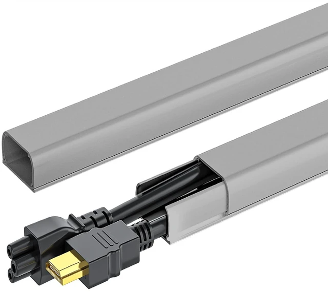 Main image of 142in Wall Cord Hider for 2-3 Cords, W0.94in H0.47in, Grey Medium Cord Covers for Wires on wall, On-Wall Cord Cover Cable Concealer