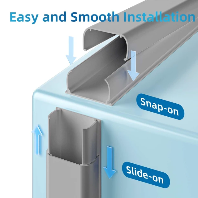 Alt view image 4 of 6 - 142in Wall Cord Hider for 2-3 Cords, W0.94in H0.47in, Grey Medium Cord Covers for Wires on wall, On-Wall Cord Cover Cable Concealer