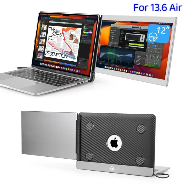 Alt view image 2 of 7 - 12'' Laptop Screen Extender for 13.6'' MacBook Air M2/M3/M4/M5 Dual Screen Extender Monitor USB-C/HDMI Plug-Play for Windows, Mac, PS5,Portable Monitor for Laptop