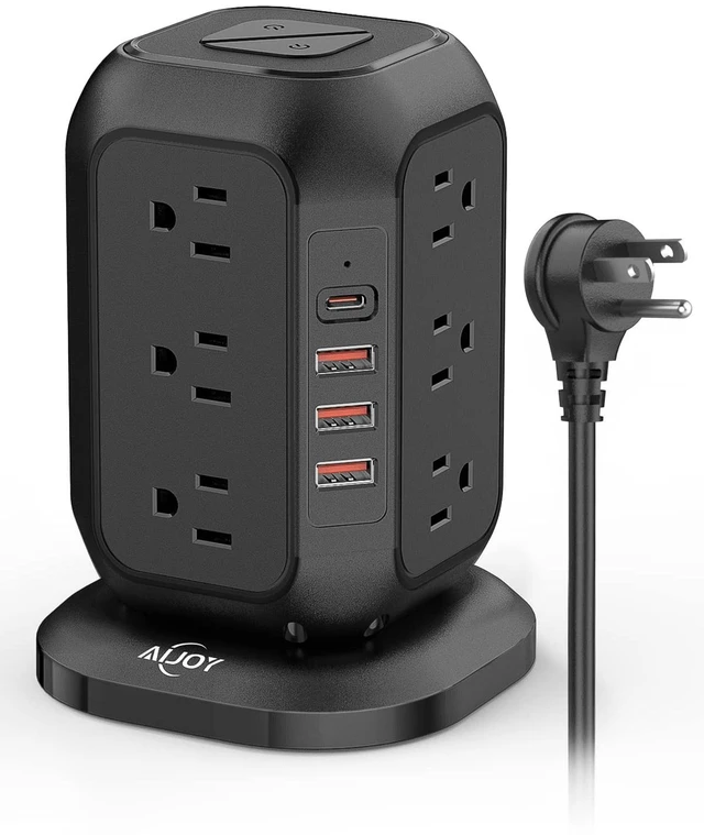 Main image of Power Strip Tower with USB Ports- Surge Protector with 12 AC Outlet and 4 USB Ports, 10 Ft Extension Cord with Multiple Outlets, Charging Station with Overload Protection, for Home Office Dorm