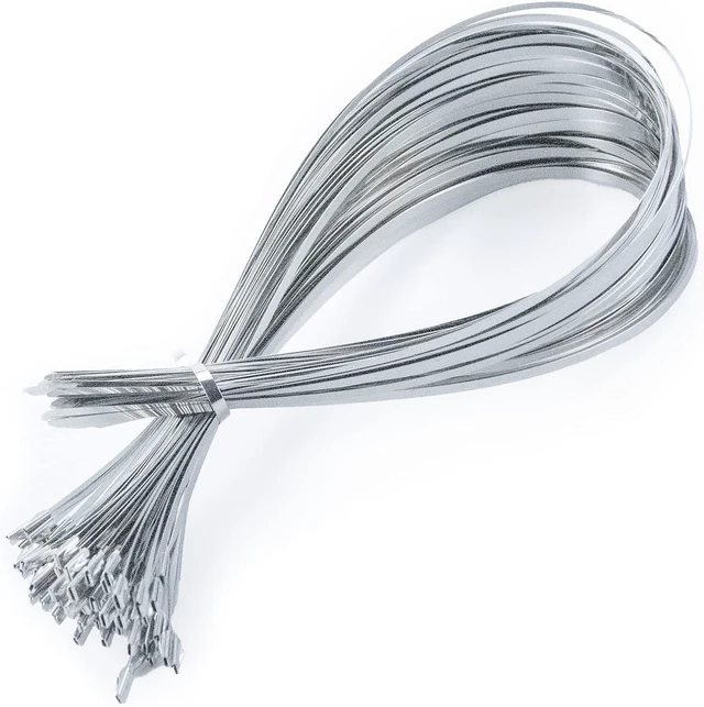 Main image of Metal Zip Ties of 100 Pcs, 28 IN 304 Stainless Steel Cable Ties, Heavy Duty Metal Zip Ties for Exhaust Wrap, Heat Resistant Fencing Ties. for Pipe, Auto repair. L/28(700mm) W/0.18(4.6mm)