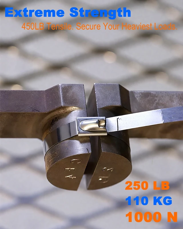 Alt view image 5 of 7 - Metal Zip Ties of 100 Pcs, 20 IN 304 Stainless Steel Cable Ties, Heavy Duty Metal Zip Ties for Exhaust Wrap, Heat Resistant Fencing Ties. for Pipe, Auto repair. L/20(500mm) W/0.18(4.6mm)
