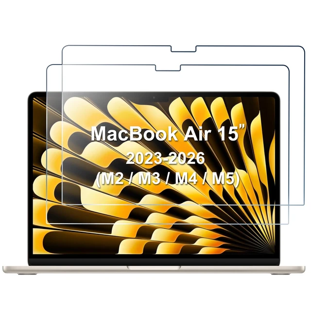 Main image of 2 Pack Screen Protector for 15" MacBook Air 2026-2023 9H HD Clear Tempered Glass Anti-Scratch Bubble-Free Film Guard Screen Protector for MacBook Air 15 Inch 2026-2023 M5-M2