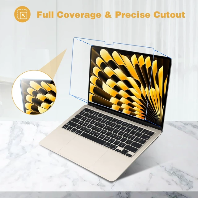 Alt view image 3 of 7 - 2 Pack Screen Protector for 15" MacBook Air 2026-2023 9H HD Clear Tempered Glass Anti-Scratch Bubble-Free Film Guard Screen Protector for MacBook Air 15 Inch 2026-2023 M5-M2