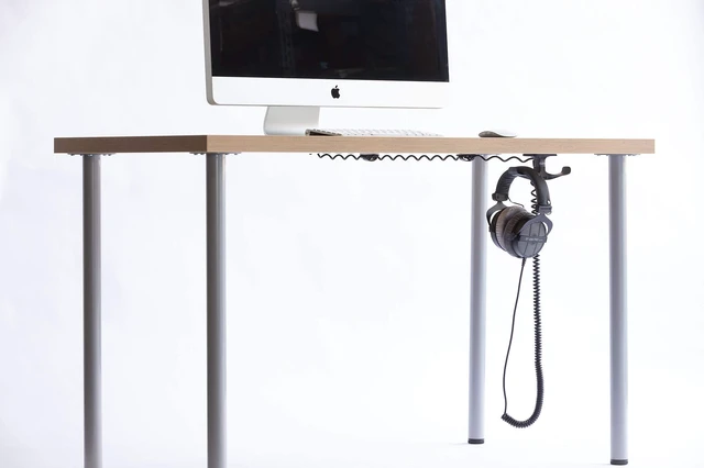 Alt view image 7 of 7 - The Anchor Pro (2-Pack) - Extra Strong Under-Desk Headphone Stand Mount with Built-in Cord Management