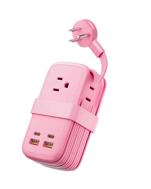 Main image of GAN Ultra 65W Pink Fast Charging Station, Travel Power Strip with 3 Outlets 4 USB (2 USB C), Pink Extension Cord 4Ft, Kawaii Cute Accessories Compatible with MacBook, iPhone