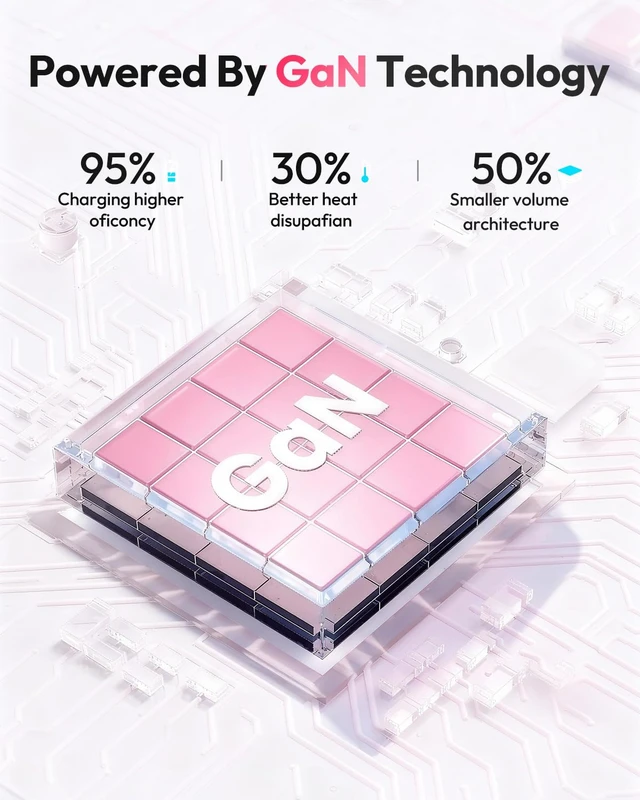 Alt view image 5 of 7 - GAN Ultra 65W Pink Fast Charging Station, Travel Power Strip with 3 Outlets 4 USB (2 USB C), Pink Extension Cord 4Ft, Kawaii Cute Accessories Compatible with MacBook, iPhone