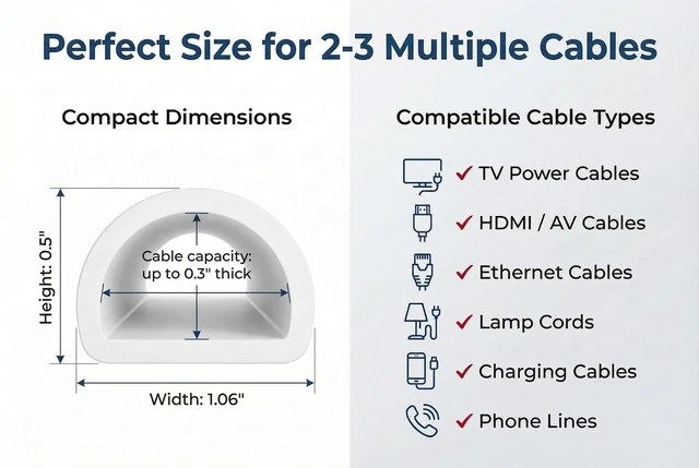 Alt view image 3 of 7 - Cord Hider Wall for 2-3 Cables, 118" Self Adhesive Silicone Cord Covers for Wires On Wall, Flexible Wire Covers for Cords On Wall, Cable Cover Raceway for Home, Office, White (1.06" W x 0.5" H)
