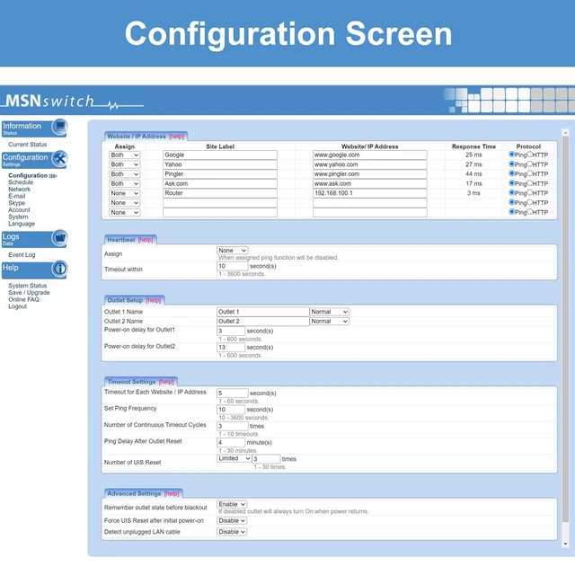Alt view image 4 of 7 - MSNSwitch2 Internet Enabled IP Remote Power Switch w/Auto Reboot, Schedule Automatically Restart Devices on Internet Loss - Control via iOS, Android, Cloud, Web & API - 2 Outlets - Model UIS722t