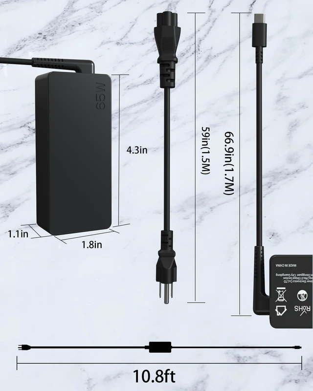 Alt view image 3 of 6 - New Slim 65W Laptop Charger Fits for HP Laptop Charger USB C Computer Replacement, Envy x360/Elitebook x360/Spectre x360/Elite x2/Pavilion/Zbook/ProBook, Fast Type C Chromebook Power Cord Adapter