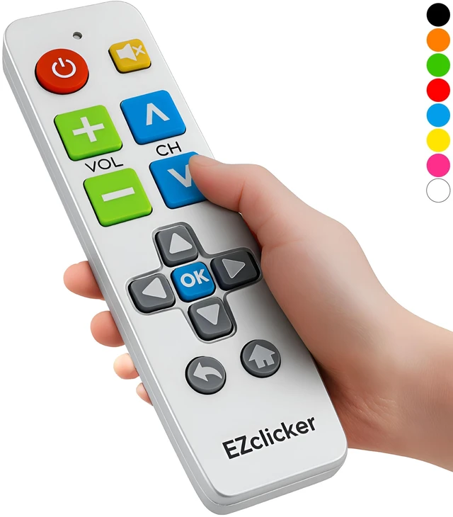 Main image of Big Button Universal TV Remote, Easy to Use for All Ages (Silver) Great for Seniors, Works with Major TV Brands (2xAAA Batteries Not Included)