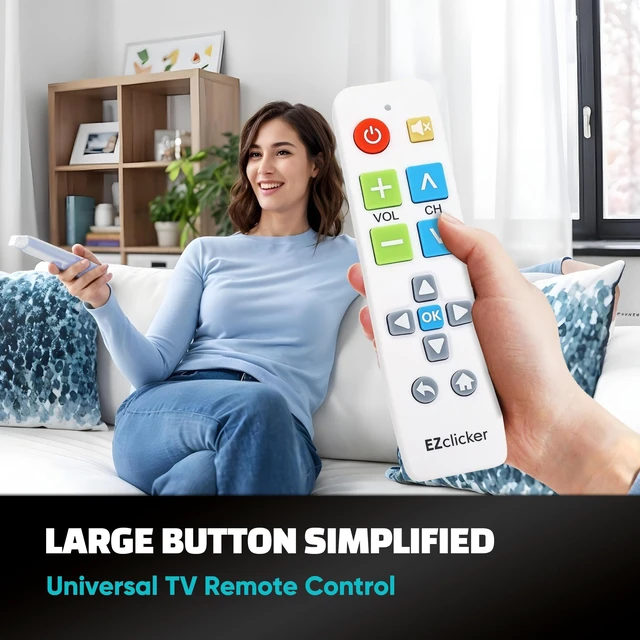 Alt view image 2 of 7 - Big Button Universal TV Remote, Easy to Use for All Ages (White) Great for Seniors, Works with Major TV Brands (2xAAA Batteries Not Included)