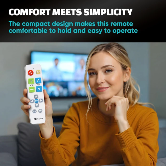 Alt view image 6 of 7 - Big Button Universal TV Remote, Easy to Use for All Ages (White) Great for Seniors, Works with Major TV Brands (2xAAA Batteries Not Included)