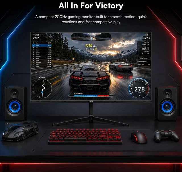 Alt view image 6 of 7 - 24 Inch Curved Gaming Monitor FHD 1080P 200Hz, 3000R, 1ms MPRT 4000:1 Contrast, 98%sRGB, AMD FreeSync, Eye Care, HDMI 2.0 & DP 1.4, VESA Mount for Office Business Work