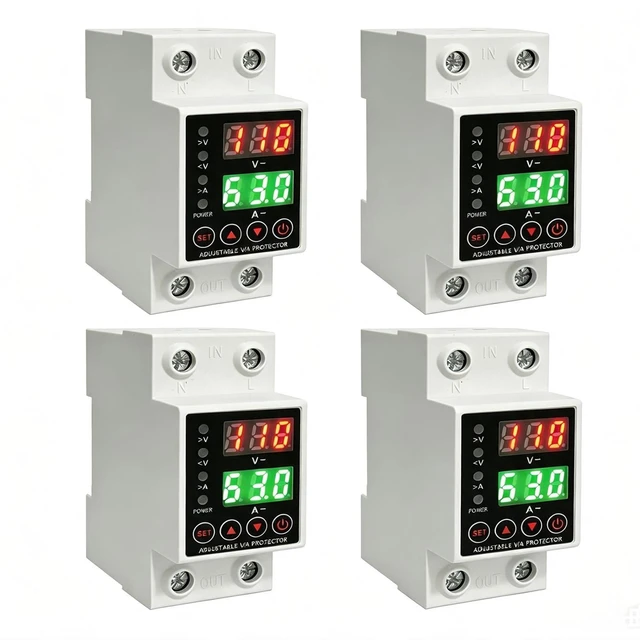 Main image of Voltage Protector 110V 220V, 63A Adjustable Smart Circuit Breaker(4PCS) Real-time voltage & current display, High/Low Voltage Cutoff and Overcurrent Protection
