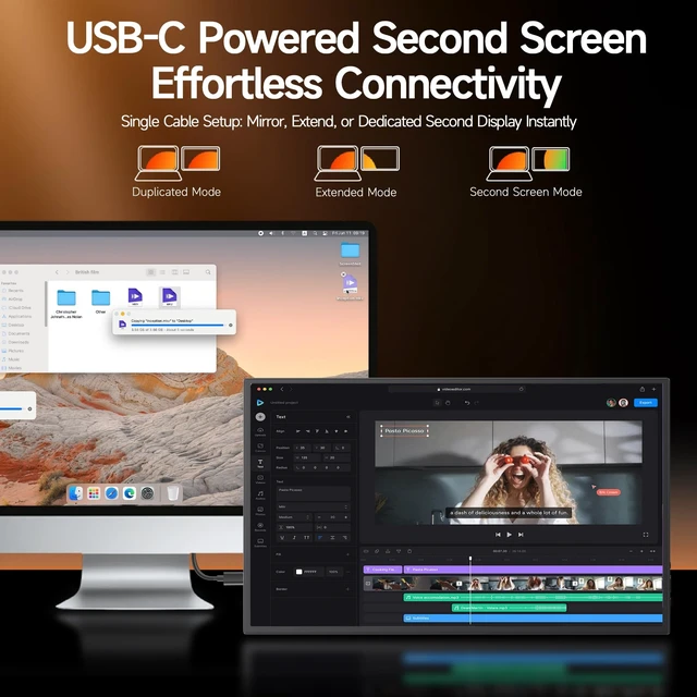 Alt view image 3 of 7 - 15.6" Portable Monitor 1080P FHD IPS, 250 Nits Brightness, Adjustable Kickstand with VESA Mount, USB-C HDMI, Dual Speakers, Ultra-Slim Travel Laptop Second Screen for Phone PC PS5