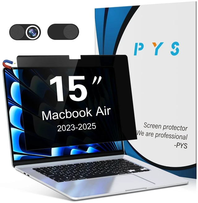 Main image of Magnetic Privacy Screen for MacBook Air 15.3 Inch (2025/2024/2023, M4, M3, M2 Chip) - Removable Anti-Glare Protector with Camera Cover Slide, Anti-Blue Light Filter for Mac Air 15.3" Laptop