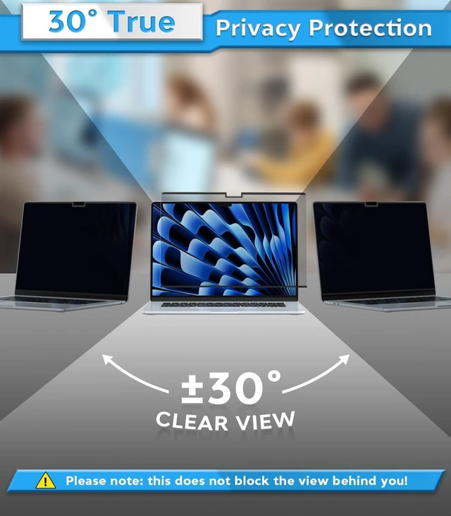 Alt view image 4 of 7 - Magnetic Privacy Screen for MacBook Air 15.3 Inch (2025/2024/2023, M4, M3, M2 Chip) - Removable Anti-Glare Protector with Camera Cover Slide, Anti-Blue Light Filter for Mac Air 15.3" Laptop