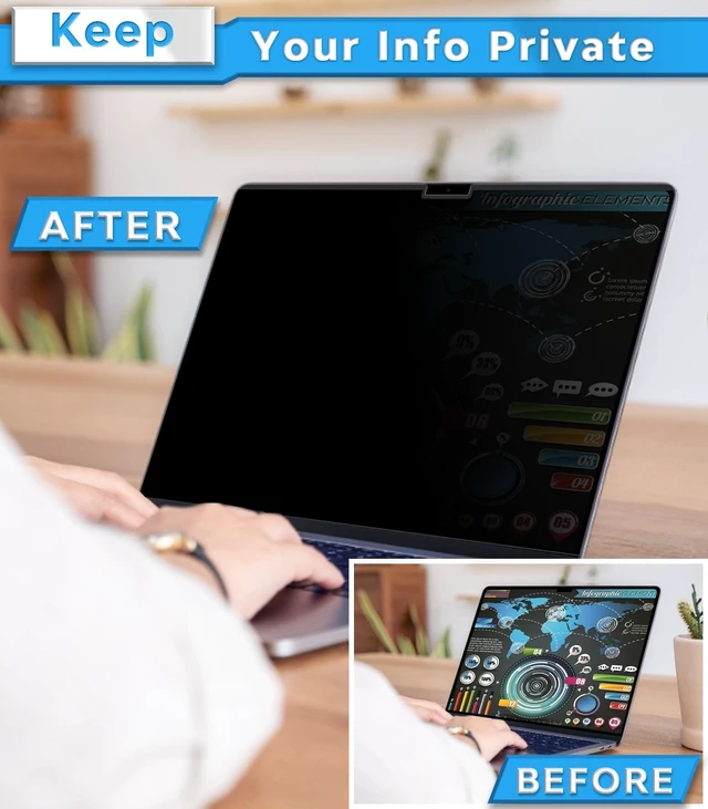 Alt view image 6 of 7 - Magnetic Privacy Screen for MacBook Air 15.3 Inch (2025/2024/2023, M4, M3, M2 Chip) - Removable Anti-Glare Protector with Camera Cover Slide, Anti-Blue Light Filter for Mac Air 15.3" Laptop