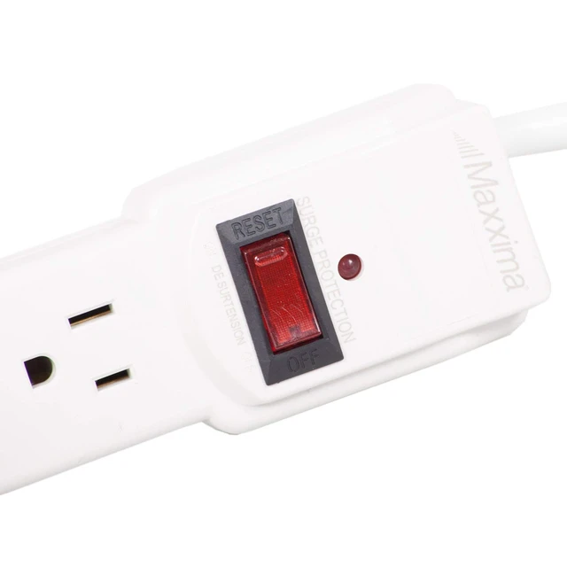 Alt view image 5 of 6 - 6 Outlet Power Strip Surge Protector, White, 300 Joules, 4 Pack Red On/Off Switch, Powers Multiple Electronics Simultaneously, Perfect for Home Appliances