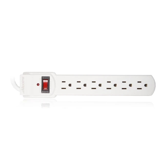 Alt view image 2 of 6 - 6 Outlet Power Strip Surge Protector, White, 300 Joules, 4 Pack Red On/Off Switch, Powers Multiple Electronics Simultaneously, Perfect for Home Appliances