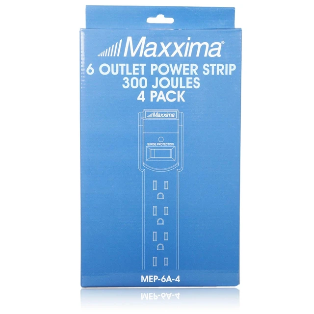 Alt view image 6 of 6 - 6 Outlet Power Strip Surge Protector, White, 300 Joules, 4 Pack Red On/Off Switch, Powers Multiple Electronics Simultaneously, Perfect for Home Appliances