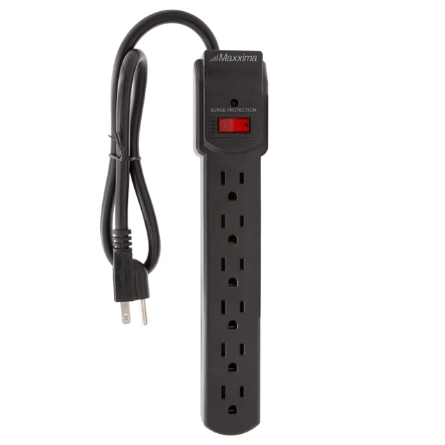 Alt view image 3 of 7 - 4-Pack 6 Outlet Power Strip Surge Protector - 300 Joules, Features Red On/Off Switch, Powers Multiple Electronics and Devices Simultaneously, Perfect for Home Appliances - Black