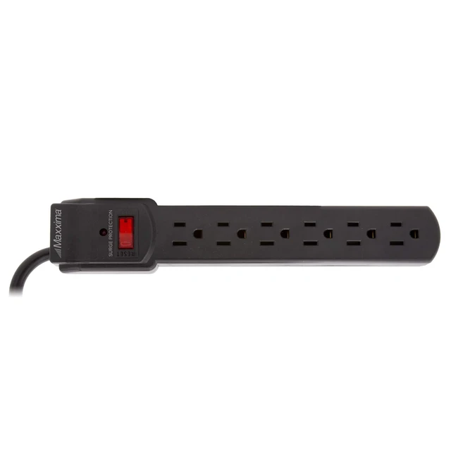 Alt view image 2 of 7 - 4-Pack 6 Outlet Power Strip Surge Protector - 300 Joules, Features Red On/Off Switch, Powers Multiple Electronics and Devices Simultaneously, Perfect for Home Appliances - Black