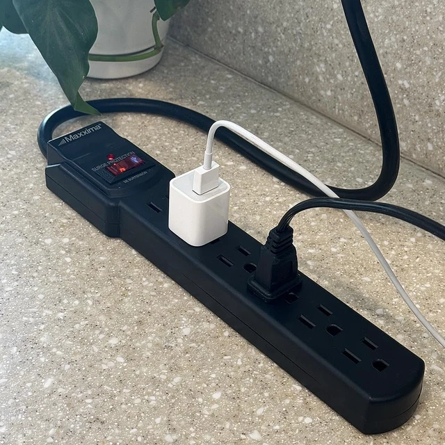 Alt view image 7 of 7 - 4-Pack 6 Outlet Power Strip Surge Protector - 300 Joules, Features Red On/Off Switch, Powers Multiple Electronics and Devices Simultaneously, Perfect for Home Appliances - Black