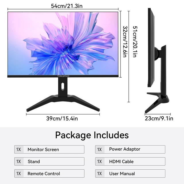 Alt view image 7 of 7 - 23.8 inch Computer Monitor 1920x1080 Vertical PC Monitor with HDMI VGA AV BNC USB Ports, Multi-Function Stand, VESA, Display Frameless Build-in Speakers for Office Home
