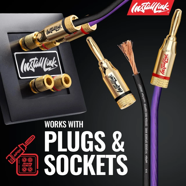 Alt view image 5 of 7 - 14 AWG Gauge Speaker Wire (100 Feet) Car or Home Theater (OFC) Pure OFC Copper, 14/2 Speaker Cable, 2-Conductor, Frosted Purple/Black, Easy Strip, Polarity ID, for Car Audio & Home Stereo