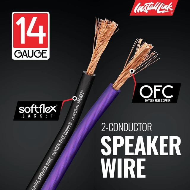 Alt view image 7 of 7 - 14 AWG Gauge Speaker Wire (100 Feet) Car or Home Theater (OFC) Pure OFC Copper, 14/2 Speaker Cable, 2-Conductor, Frosted Purple/Black, Easy Strip, Polarity ID, for Car Audio & Home Stereo