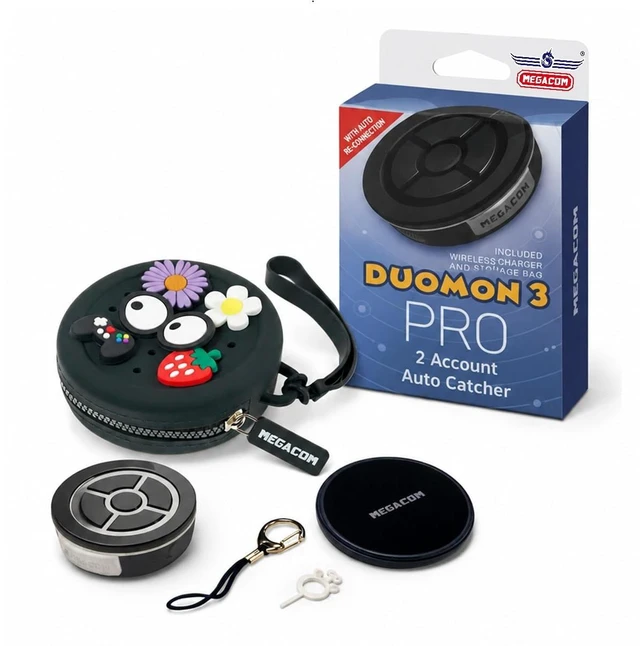 Main image of DuoMon3 PRO 1P/2P Pocket Go Auto Catcher, Auto-Reconnect w/Pad 1-Touch Reconnect,Hourly Auto Reconnection, 65ft Bluetooth, IPX7, Type-C & Wireless Charging, App-Controlled Vibration/Sound