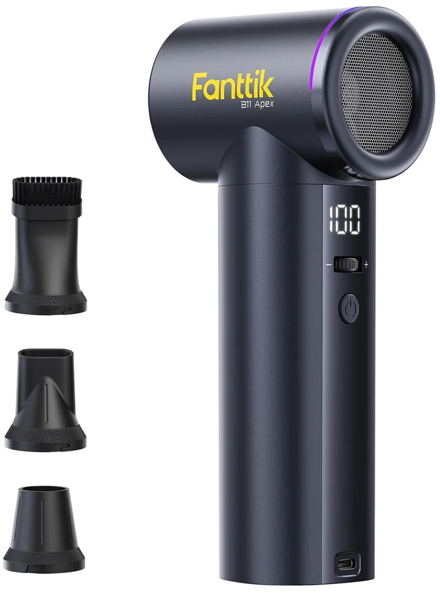 Main image of B11 Apex Electric Air Duster, Compressed Air w/Powerbank Function High-Performance Motor, 100-Speed Adjustable, One-Tap Booster, 42.12Wh Rechargeable Battery, for PC, Workshop, Car Interior