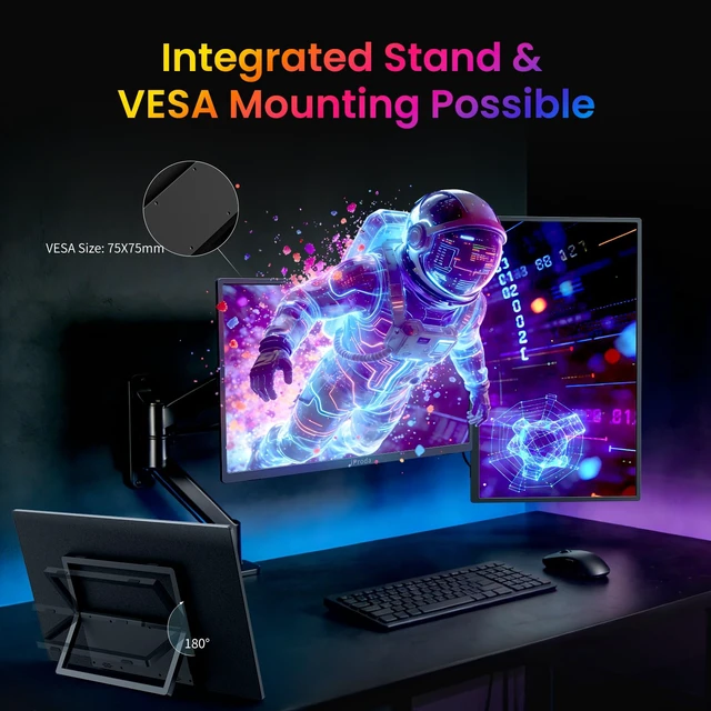 Alt view image 6 of 7 - 18.5 Inch Portable Monitor, HDMI USB-C Slim 120Hz Portable Gaming Monitor 1080P FHD IPS FreeSync Large Portable Monitor for Laptop MacBook Pro Air, PC, Xbox, PS4/5 Travel Monitor with Kickstand
