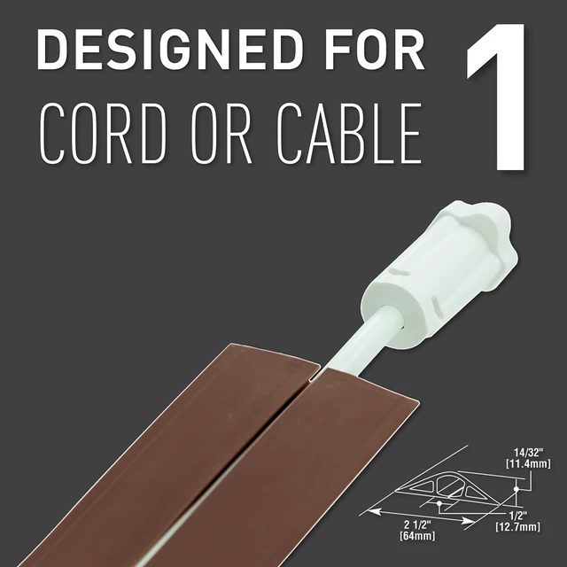 Alt view image 3 of 7 - Legrand Corduct 15 Foot Over Floor Cord Cover Brown 1 Pack Rubber Cable Protector for Floor, Adhesive Included, Cut to Length, Cable Hider, hold 1 Cord or Cable, Cable Concealer