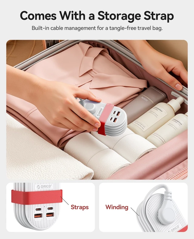 Alt view image 2 of 7 - 22.5W Travel Power Strip, 7 in 1 Charging Station(3AC, 4 USB Ports) 4ft Extension Cord, Flat Plug Fashion Essential for Cruise Ship/Travel/Home/Office/Dorm - TK22